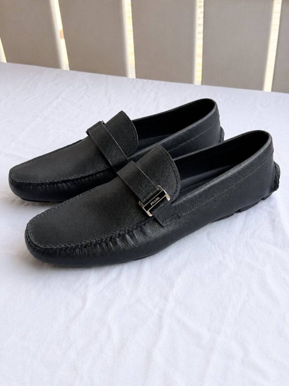 Prada Saffiano Driving Loafers